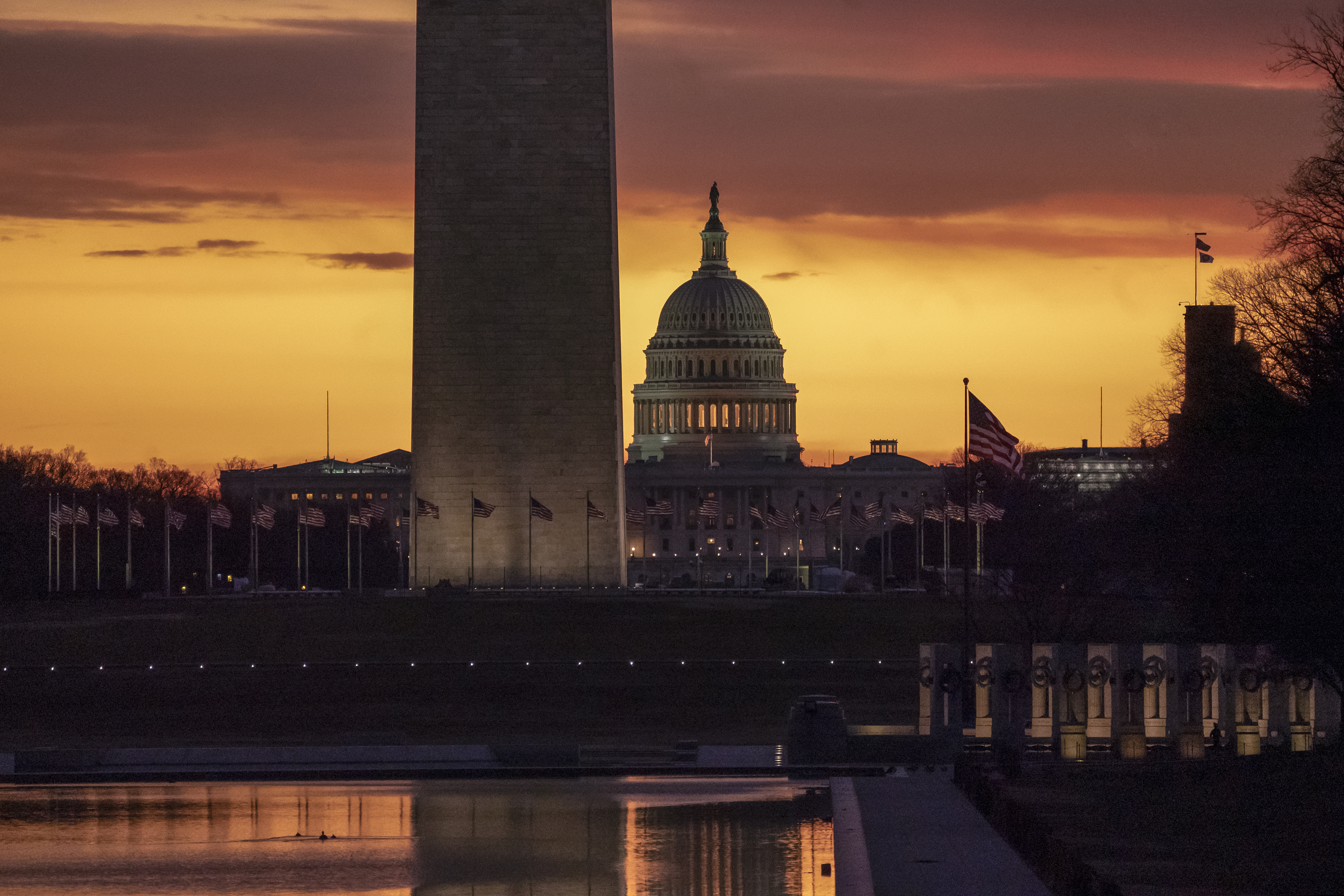 The Capitol and Washington Monument as the partial government shutdown lurches into a third week with President Donald Trump standing firm in his border wall funding demands.