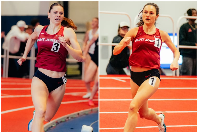 Karin Dobiasch (left) and Tess Crossan have been trading a school record in the 800 meters back and forth all season.