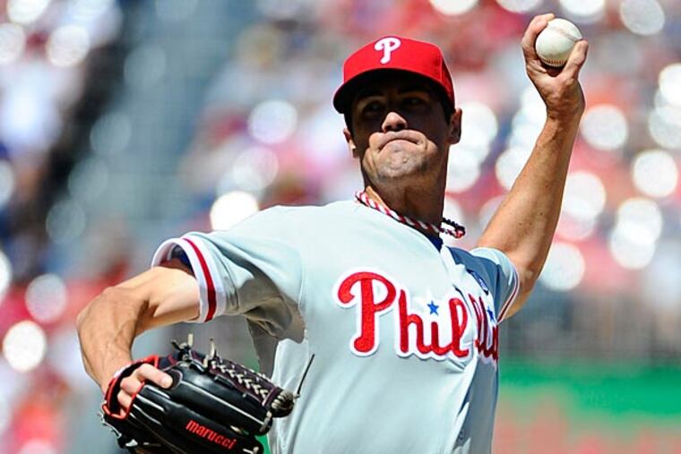 Philadelphia Phillies starting pitcher Cole Hamels (35) throws during the second inning against the Washington Nationals at Nationals Park. (Brad Mills/USA Today)