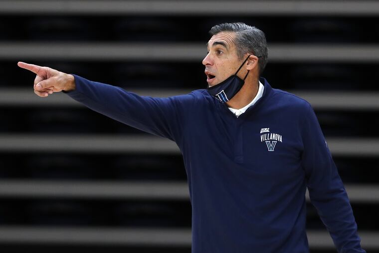 Jay Wright on the Villanova bench during the Dec. 16 game against Butler at Finneran Pavilion.