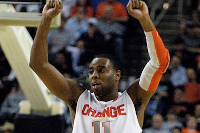 Scoop Jardine, celebrating here with Syracuse, still has plenty of moves on the court.