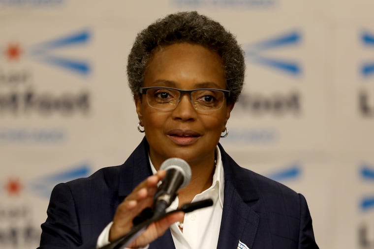 In this May 9, 2018 file photo, former Chicago Police Board President Lori Lightfoot announces her bid for mayor of Chicago at the Hyatt Regency Chicago.