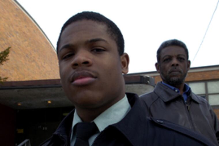 Philadelphia Military Academy at Leeds 11th-grader Julian Bowen joined transfer protest.