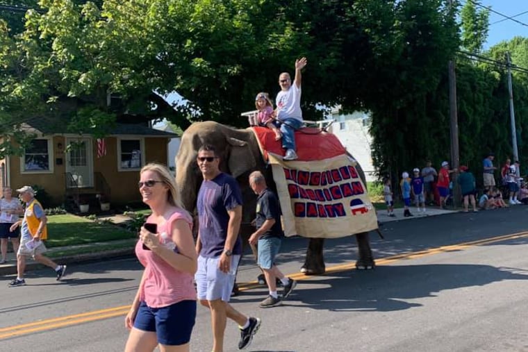 Minnie, the elephant, walks in the Springfield July 4 parade.