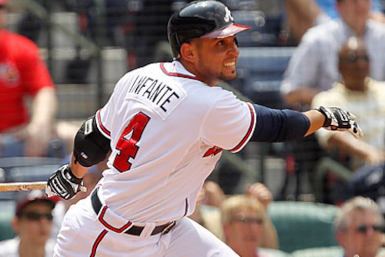 Omar Infante hit the game-deciding single for the Braves. (John Bazemore/AP)