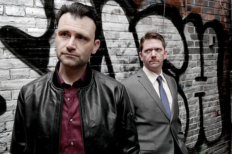 Marc D. Donovan (left) and Keith J. Conallen in ‘A Steady Rain’ at the Walnut Street Theatre’s Independence Studio on 3.