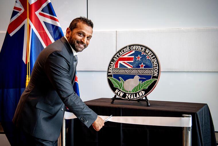 FBI Director Kash Patel cuts the ribbon at the official opening of the FBI office in Wellington, New Zealand, on July 31, 2025.