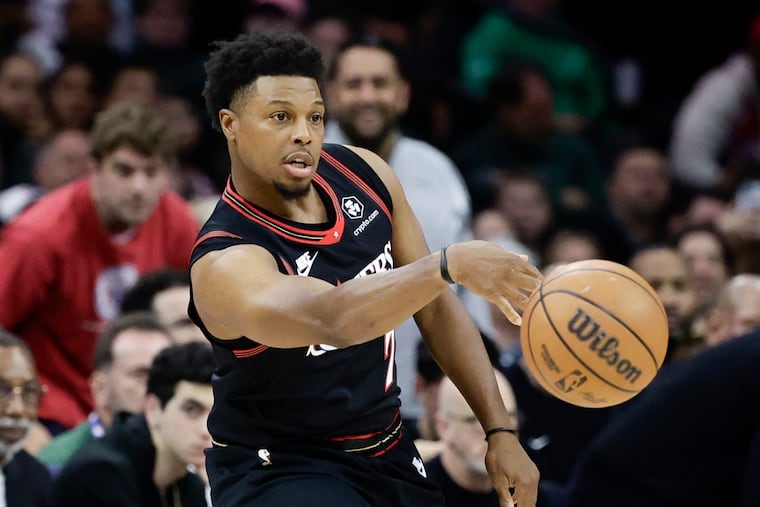 Sixers guard Kyle Lowry passes the basketball against the Milwaukee Bucks on Sunday, April 12, 2026 in Philadelphia.