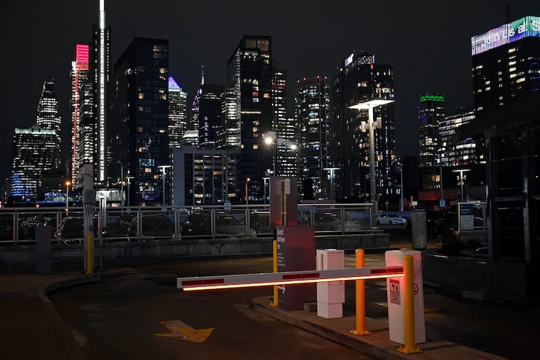 Philadelphia skyline seen from the Cira Center parking lot/garage at 30th Street Station.