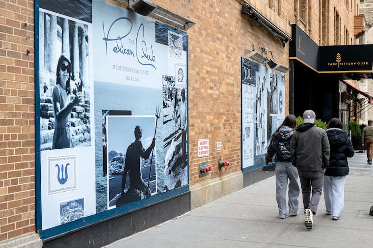 The future site of the Pelican Club on Rittenhouse Square Sunday, March 15, 2026. A Greek restaurant with nods to the glamorous Jackie O-Aristotle Onassis era, it will replace Devon Seafood Grill.