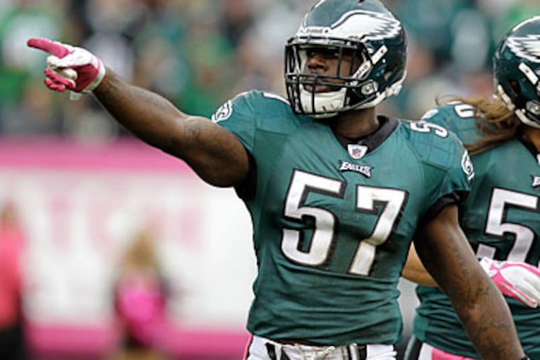Eagles linebacker Keenan Clayton would've been fighting for a roster spot with the additions of DeMeco Ryans and rookie Mychal Kendricks. (Julio Cortez/AP)