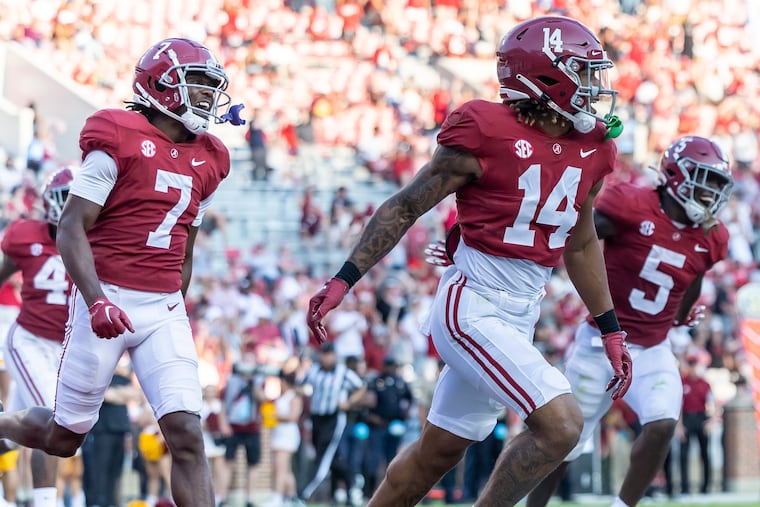 Alabama defensive back Brian Branch (No. 14) is expected to be the only safety taken in the first round of April's draft.