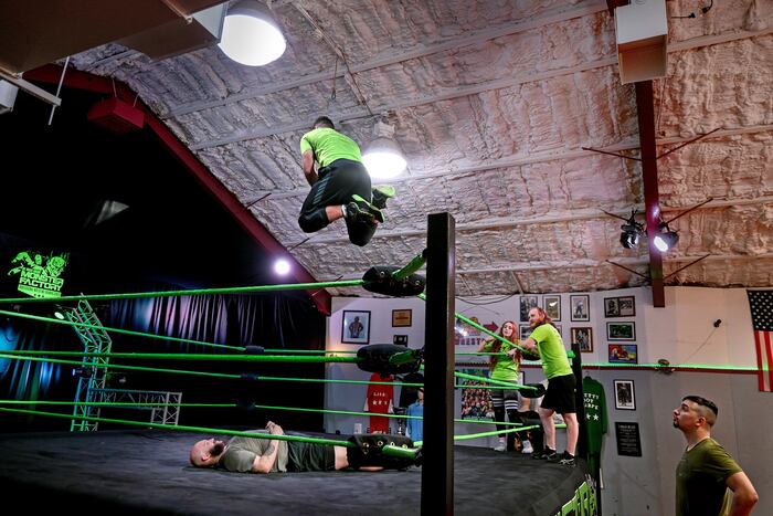 Christian Rocco Wrestlers starring in Apple TV+ docuseries pictured at Monster Factory ...