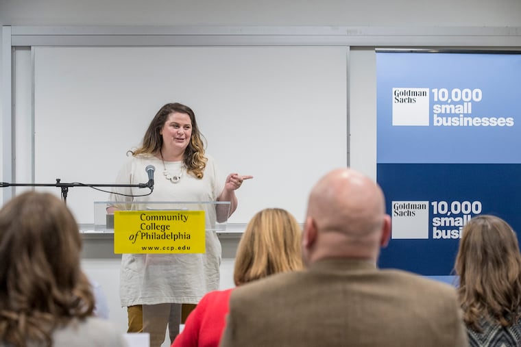 Lily Fischer, co-owner of Cake Life Bake Shop in Fishtown, is a new 2019 graduate of the Goldman Sachs 10,000 small businesses program taught through CCP, the Community College of Philadelphia.