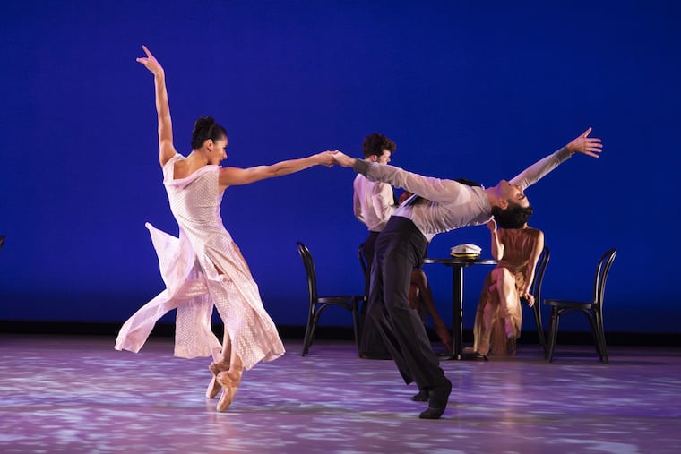 BalletX dancers Itzkan Barbosa, Jonathan Montepara, Eli Alford, and Minori Sakita in Matthew Neenan's "Sunset, o639 Hours."