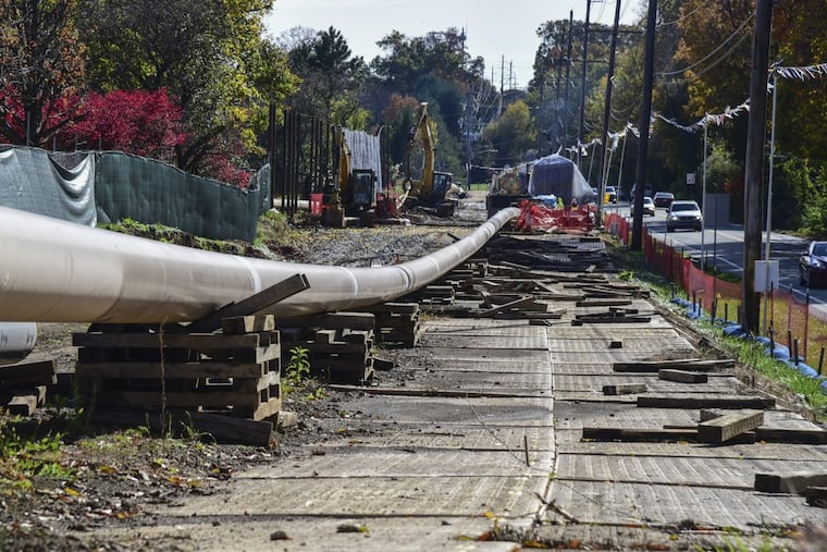 Sunoco’s Mariner East pipeline being installed on North Chester Road in front of the Bow Tree neighborhood in East Goshen Township, Chester County.