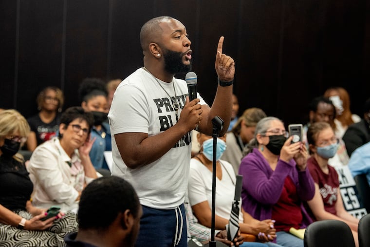 Activist Kason Little speaks before the Mount Laurel Township Council July 12, 2021, at its first meeting since a resident's racist rant went viral and prompted a protest in the Burlington County community.