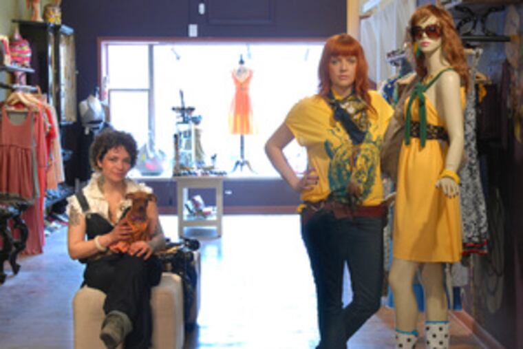 Linda Smyth (left) of HoneyMilk and Francesca Sloan of Babooshka, at Topstitch, 311 Market St.