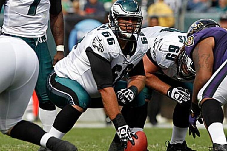 Dallas Reynolds was thrust into the lineup after Jason Kelce's injury. (Yong Kim/Staff Photographer)