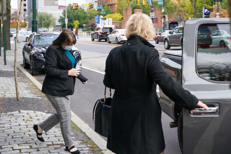 Courtney Voss, Philadelphia City Councilmember Bobby Henon's chief of staff, leaves the James A. Byrne U.S. Courthouse in Center City on Thursday, after testifying in his federal bribery trial.
