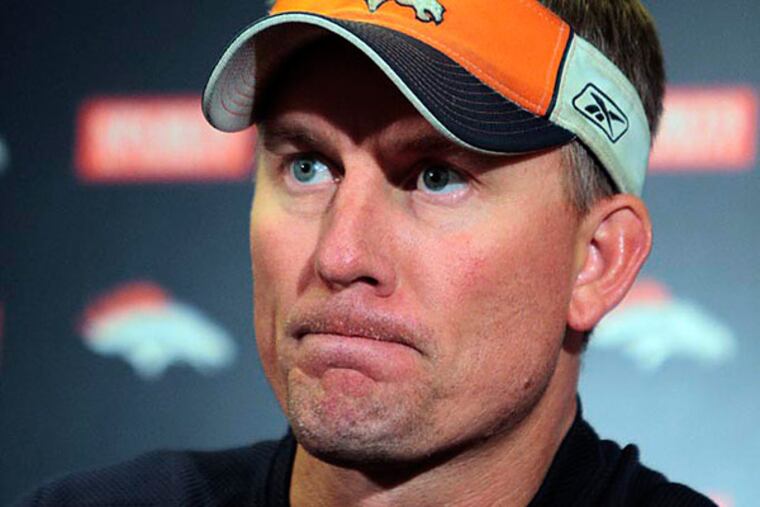 Denver Broncos offensive coordinator Mike McCoy. (AP Photo/Barry Gutierrez)