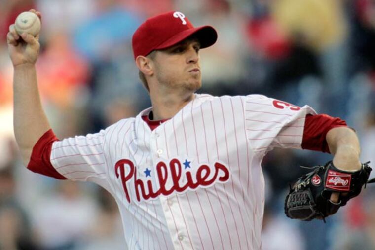 Kyle Kendrick throws against the Miami Marlins in the first inning of a baseball game on Thursday, May 2, 2013, in Philadelphia. (H. Rumph Jr/AP)