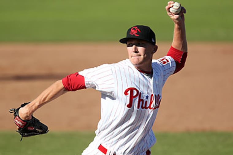 Phillies prospect Jake Diekman delivers a pitch during an Arizona Fall League game. (AP file photo)