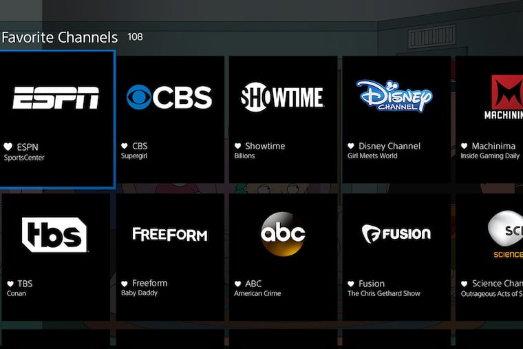 A frame grab demonstrating Sony's PlayStation Vue streaming-television service. Sony announced that PlayStation Vue is getting a $10-a-month price cut and adding Disney-owned channels.