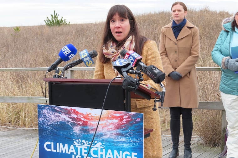 Anjuli Ramos-Busot, director of the New Jersey Sierra Club chapter, speaks at a press conference in Atlantic City, N.J. on Tuesday.