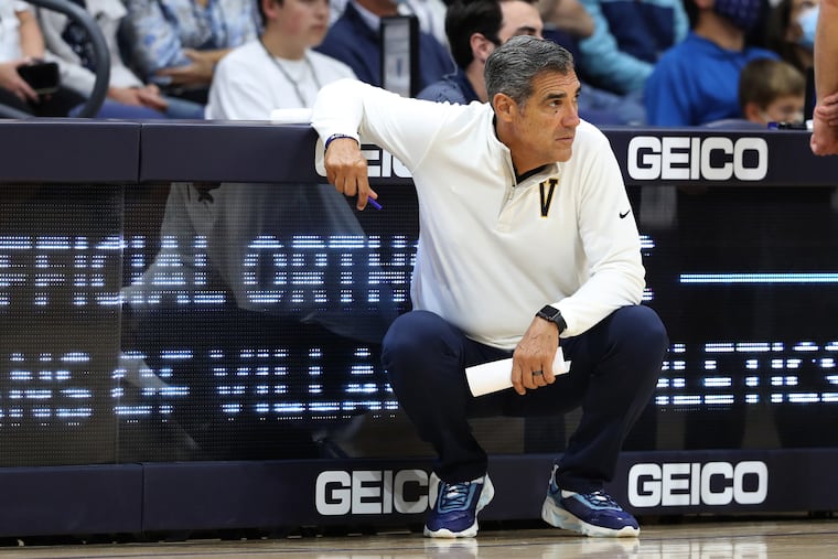 Coach Jay Wright of Villanova watches his team during the Blue-White Scrimmage on Oct. 7.