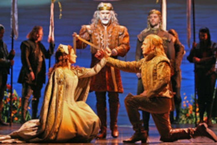 Stephanie J. Block, here with Jeff McCarthy (center) and Marcus Chait, plays Irish heroine Grace O'Malley with fiery charisma. Like the other characters, though, hers is given little chance to develop in the feverishly paced production by the "Les Miserables" team.