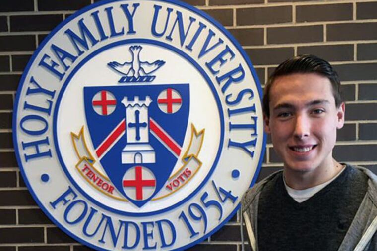 Shane White, a freshman at Holy Family University, is a tech whiz
who has been helping to promote $5 HopeCuts.