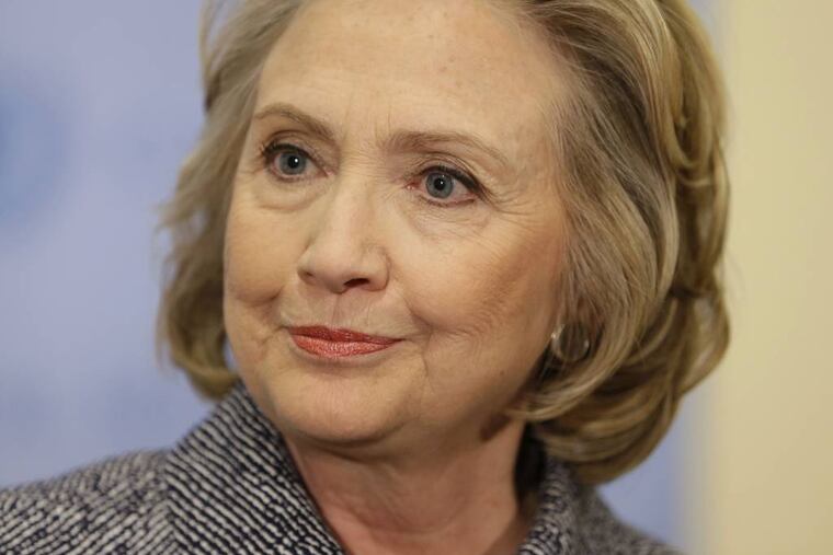 Hillary Rodham Clinton speaks to the reporters at United Nations headquarters, Tuesday, March 10, 2015. Clinton conceded Tuesday that she should have used a government email to conduct business as secretary of state, saying her decision was simply a matter of "convenience." (AP Photo/Seth Wenig)