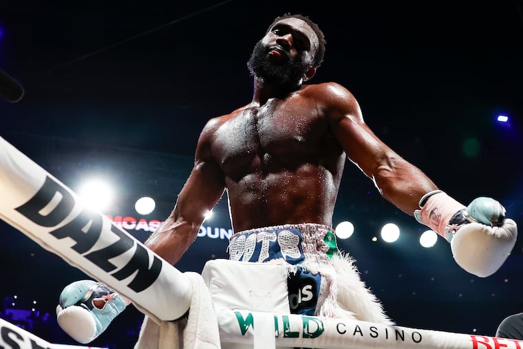 Germantown native Jaron Ennis knocked out his last opponent, David Avanesyan, in the fifth round at the Wells Fargo Center on July 13.