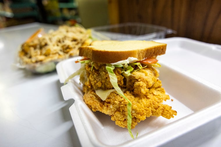 The acclaimed chicken sandwich at the Point Breeze corner store owned by Lynda Cong and her husband, Jimmy Cong, on Aug. 5, 2026.