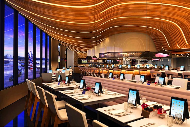 Rendering of upcoming Philadelphia International Airport tech installation as seen at Gate B8 with Liberty Prime.