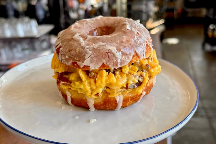 The breakfast sandwiches at Second Daughter are available on Fridays and Saturdays only, and come on either a maple-glazed doughnut or rosemary focaccia.