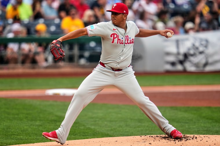 Pitcher Ranger Suárez delivers during the first inning of a baseball game against the Pittsburgh Pirates on June 7.