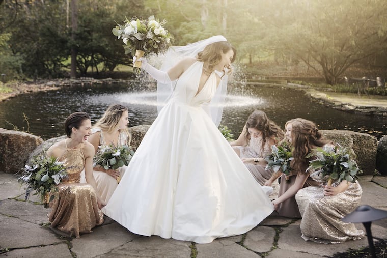 Alexa Miller and her bridesmaids (from left) Cassie Lowe, Chelsea Hudson, Alexa Miller, Samantha Moyer, Jaime Good, and Jenn Huffman.