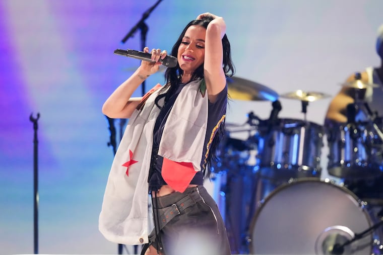Katy Perry performs during the FireAid benefit concert in Inglewood, Calif. in January. She brings her tour to the Wells Fargo Center on Saturday. (Photo by Jordan Strauss/Invision/AP)