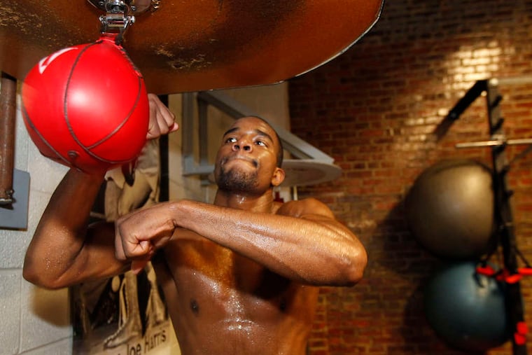 MICHAEL BRYANT / STAFF PHOTOGRAPHER Jesse Hart prepares for his fight Jan. 25 against Derrick Findley at Madison Square Garden.