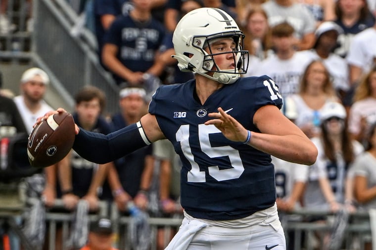 Penn State quarterback Drew Allar looking to pass last season.