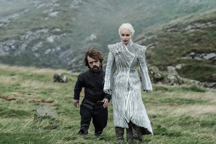 Peter Dinklage as Tyrion Lannister and Emilia Clarke as Daenerys Targaryen in “Game of Thrones.”