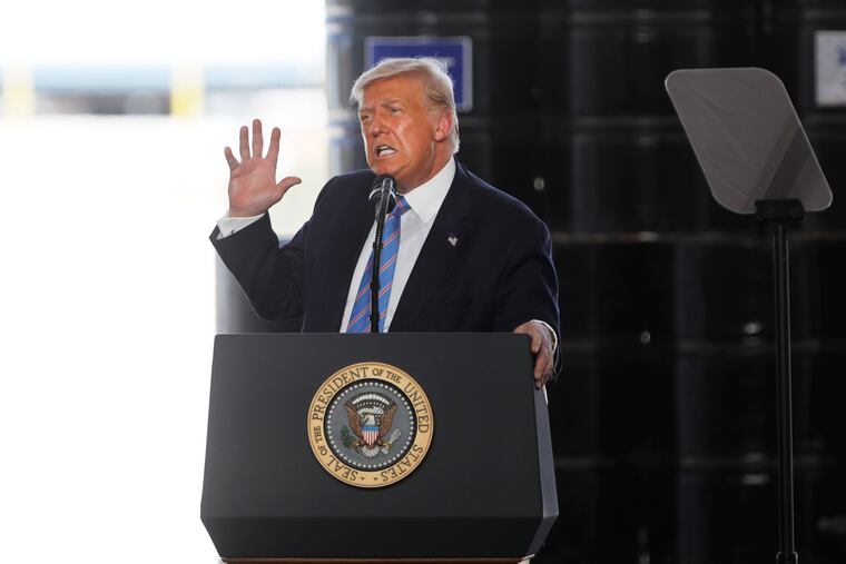 President Donald Trump during a visit to a Double Eagle Energy drilling rig site in Midland, Texas, on Wednesday.
