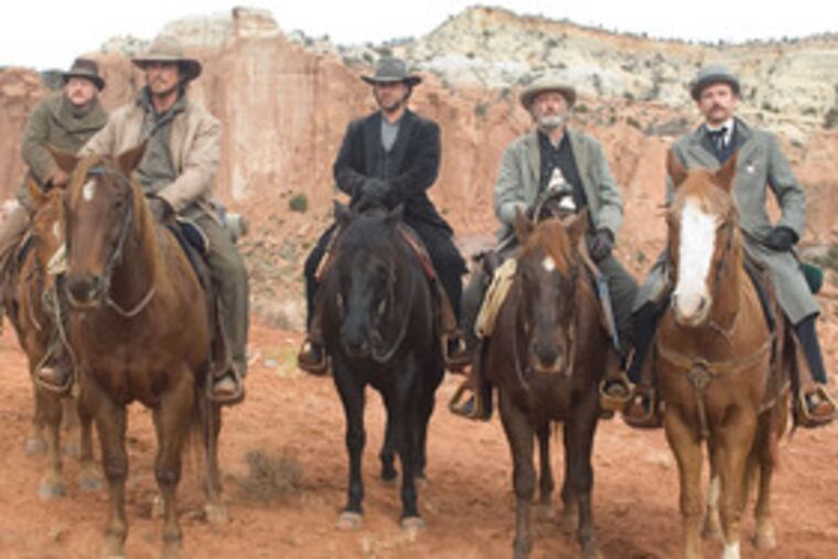 In a remake of a 1957 western, (from left) Alan Tudyk, Christian Bale, Russell Crowe, Peter Fonda and Lennie Loftin are thrown together in a drama about manhood and honor, as the good guys try to get Crowe to a penitentiary train before his gang frees him.