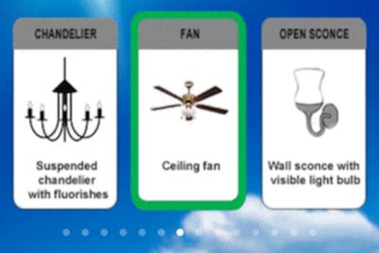 A screenshot from the Light Bulb Finder app.