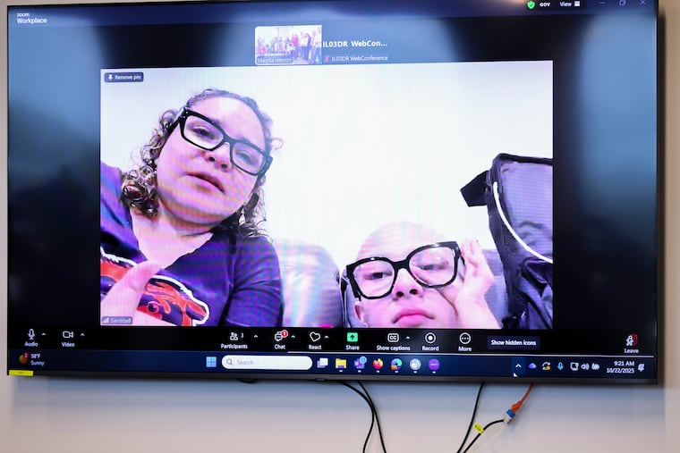 Sandibell Hidalgo (left) and her daughter Ofelia Torres, 16, speak during a video news conference about the detention of Ofelia's father, Ruben Torres Maldonado, on Oct. 22, 2025. Ofelia died of cancer Friday.