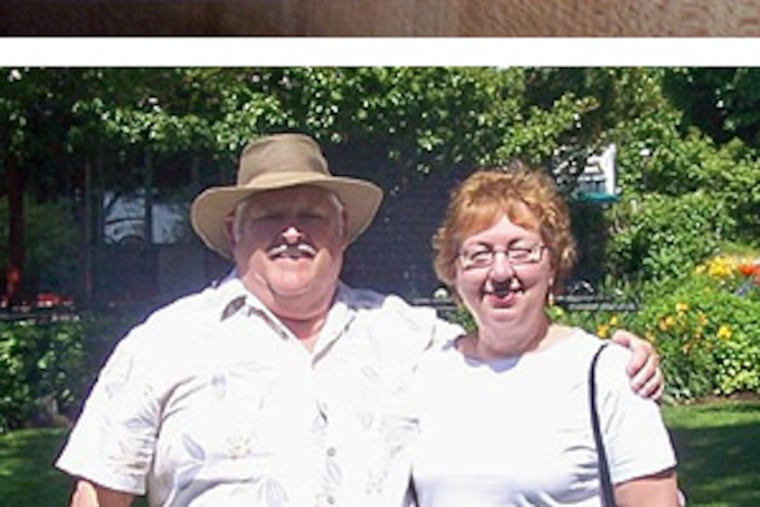 See for yourself: The eggplant slice that spells "GOD." It was discovered by Felicia Teske of Boothwyn, shown with her husband, Paul.