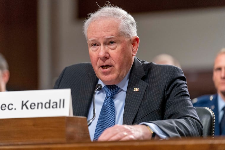 Then-Secretary of the Air Force Frank Kendall speaks during a Senate Armed Services budget hearing on Capitol Hill in Washington, May 2, 2023. The Pentagon has stripped him of his security clearance after accusing him of disclosing classified information about the Qatar-donated jet renovated for use as Air Force One.
