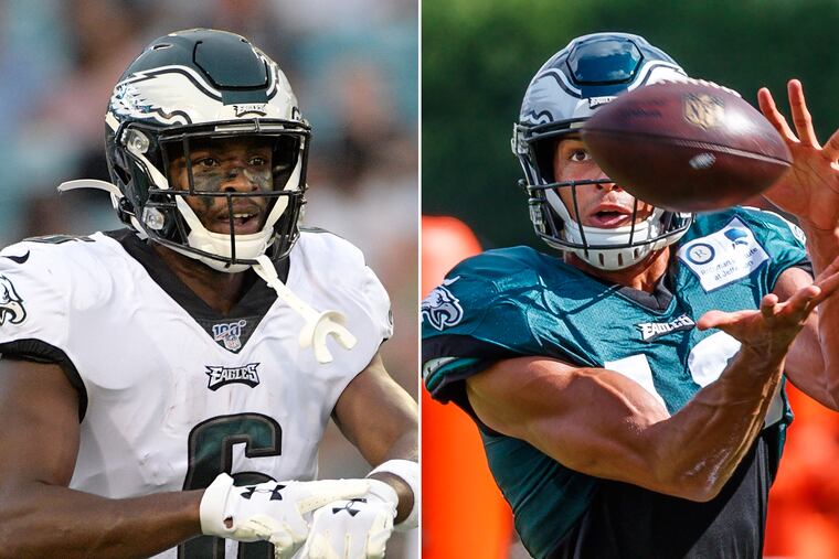 Greg Ward (left) and Mack Hollins are vying for the Eagles' fifth WR spot.